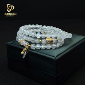 Moonstone 6 ly mix charm điếu - lu bạc si 18K