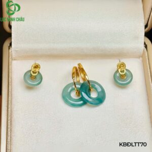 Khuyên bạc điếu lam ngọc to