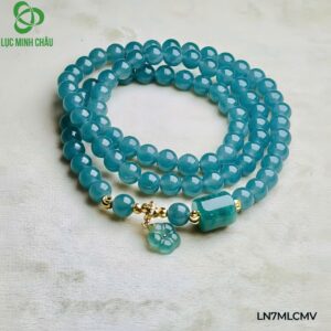 Vòng lam ngọc 7 ly mix lu – charm mạ vàng