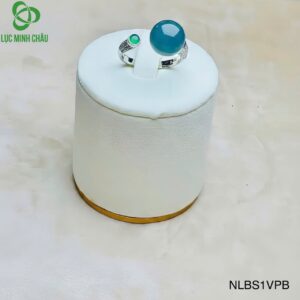 Nhẫn lam băng so le 1 viên phỉ bạc