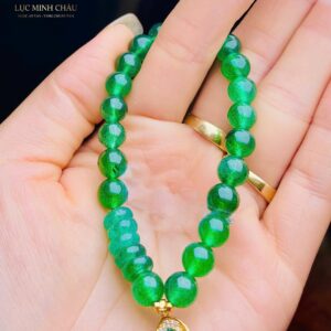 Thạch anh xanh 7.5 Ly mix ngũ điếu – Hồ lô full đá bạc