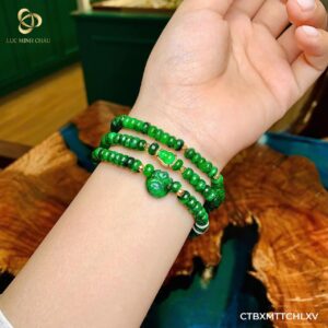 Cẩm thạch mix túi tiền – charm hồ lô xi vàng