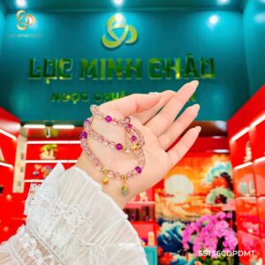 Super Seven tím 5–6 ly mix charm Phật – điếu đá bạc mạ vàng