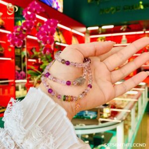 Super Seven tím 5–6 ly mix Tỳ Hưu Thiên Lộc & cỏ 4 lá mạ vàng