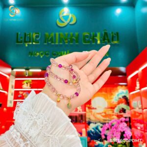 Super Seven tím 5–6 ly mix charm Phật – điếu đá bạc mạ vàng