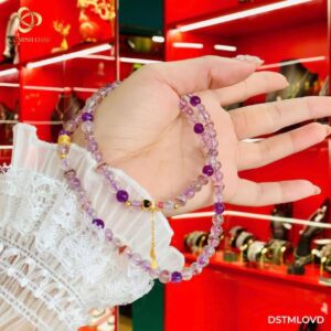 Vòng đá Super Seven tím 5–6 ly mix lu om viền đá bạc