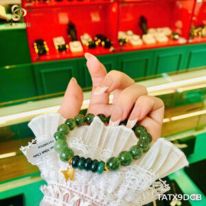 💎 Thạch Anh Tóc Xanh 9 li Mix Điếu – Charm Nhám Bạc